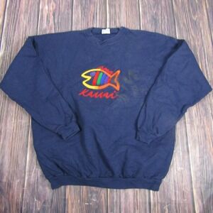 Vintage Kauai Sweatshirt Mens Large Crewneck Embroidered Hawaii Made USA 90s